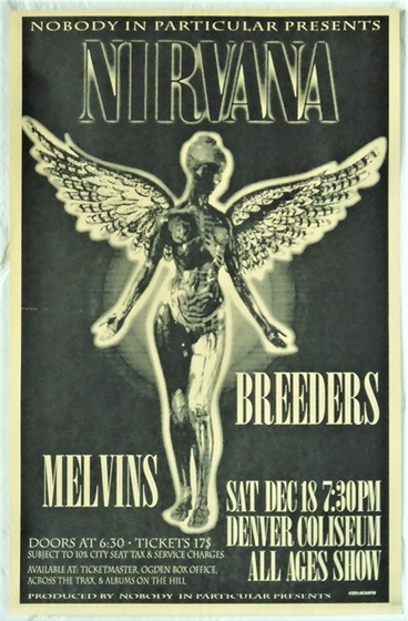 Nirvana Vintage Concert Poster from Oakland Coliseum Arena, Dec 31, 1993 at  Wolfgang's